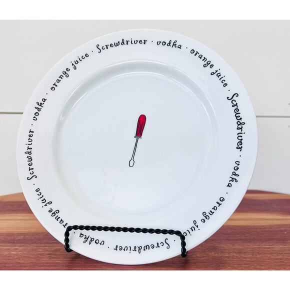 Pottery Barn Drinks Lingo Plates (4) Screwdriver Manhattan Grasshopper Zombie - Picture 3 of 6